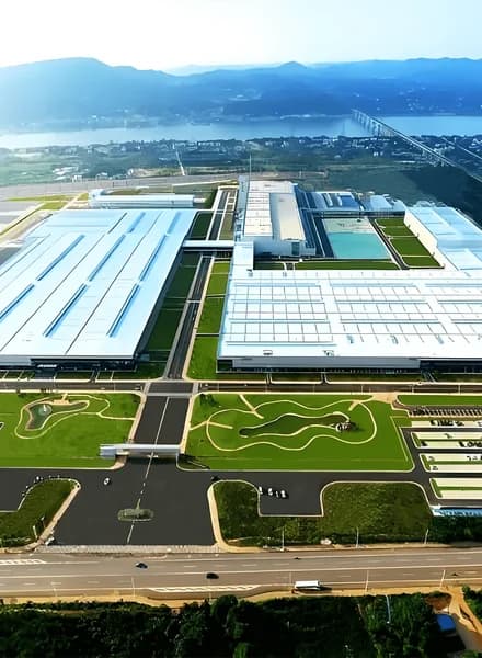Vista aérea de um campus de produção da BAIC